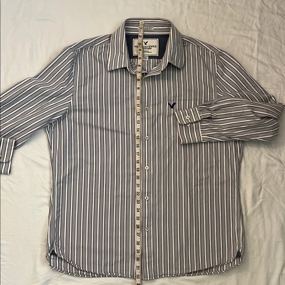American Eagle Outfitters Men's Gray Striped Casual Shirt Long Sleeve Size XL - Picture 3 of 8
